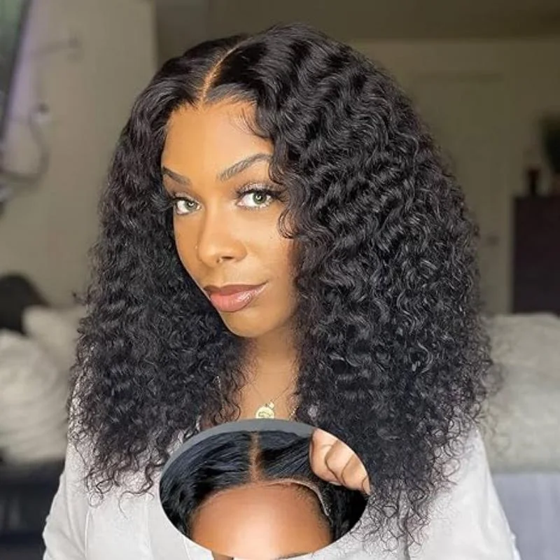 Peruvian - human - hair wig with a soft and manageable feelAchieve Effortless Style with FAYUAN 12 inch Pre-Plucked Pre Cut Kinky Curly 5x5 Lace Wig