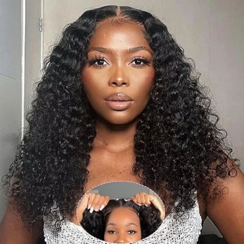 Human - hair wig with a middle - part for a classic and elegant styleAchieve a Flawless Look with FAYUAN Pre Plucked Pre cut Glueless Curly 5x5 Lace Wig