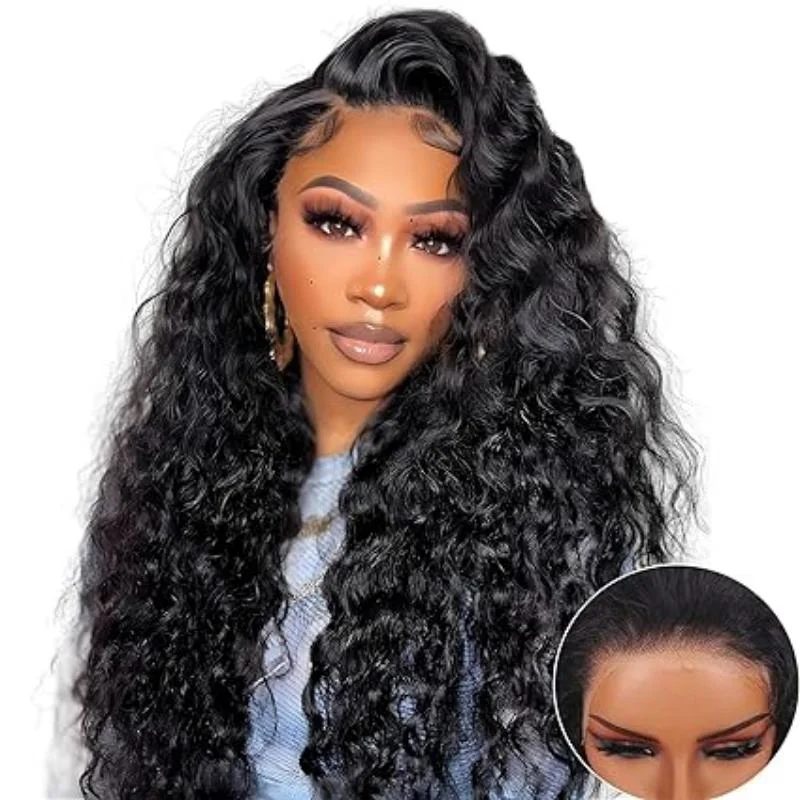 Human - hair wig with a side - swept bang for a sophisticated look18 Inch 200% Density 13x4 loose deep wave Lace Front Wigs Human Hair for Women