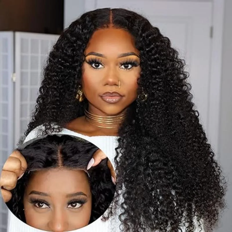 Malaysian - human - hair wig with a smooth and silky textureReady to Shine with FAYUAN Pre-Cut 100% Human Hair Kinky Curly Lace Closure Wig