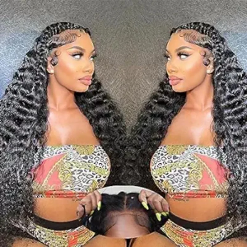 Indian - human - hair wig with a natural - looking shine28 Inch 200% Density 13x4 loose deep wave Lace Front Wigs Human Hair for Ladies