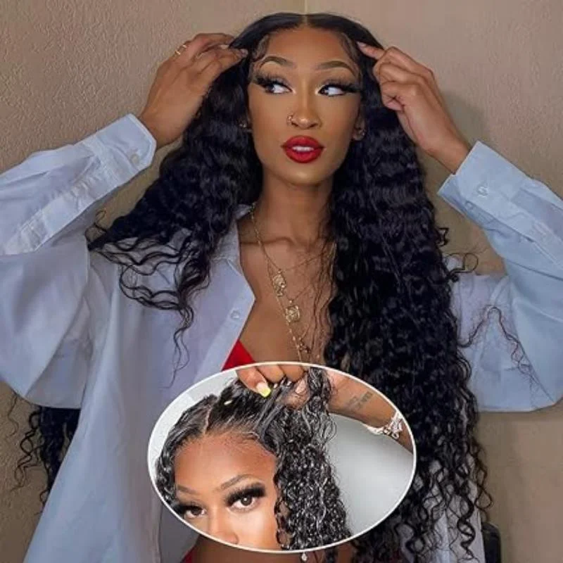 Human - hair wig with a side - swept bang for a sophisticated look32 Inch 12A Wear and Go Glueless Wigs Human Hair Pre Plucked Pre Cut for beginners