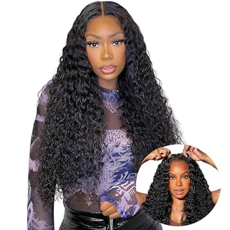 Human - hair wig with a wispy fringe for a soft and feminine lookFeel Confident and Beautiful with FAYUAN Glueless Deep Wave Pre Plucked Lace Wig