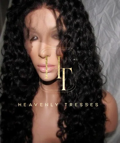 Lace wig with a pre - bleached knot for a natural - looking scalpLace Wig: Virgin Deep Curl - RENEE'