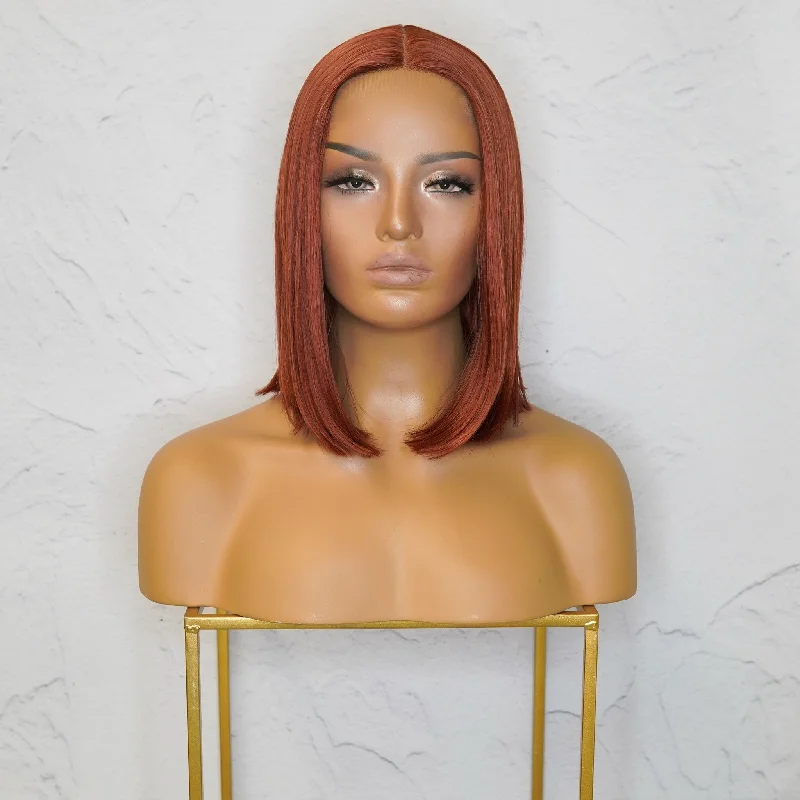 Human - hair wig with a honey - blonde color for a warm and sunny lookAuburn 14" Human Hair 13x6 Lace Front Wig