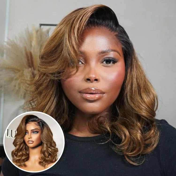 Peruvian - human - hair wig with a soft and manageable feelBouncy Blonde Light Weight Left C Part Loose Wave Glueless 5x5 Closure Lace Wig Breathable Cap