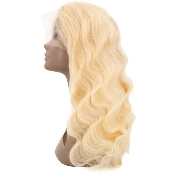 Human - hair wig with a honey - blonde color for a warm and sunny lookBrazilian Blonde Body Wave Full Lace Wig