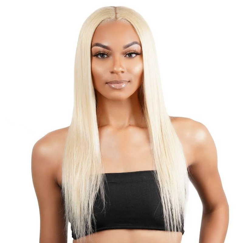 Human - hair wig with a side - swept bang for a sophisticated lookBrazilian Blonde Straight 13x4 Transparent Lace Front Wig SALE