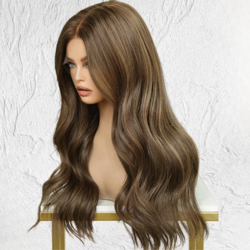 Human - hair wig with a side - part for a more flattering appearanceChocolate Brown Human Hair Lace Front Wig