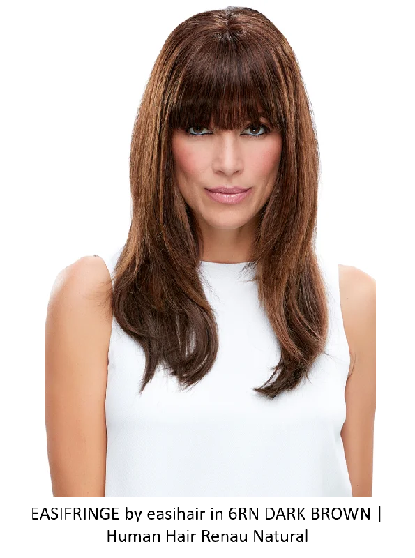 Human - hair wig with a wispy fringe for a soft and feminine lookeasiFringe HH Remy Human Hair Clip-In Bang (Mono Base)