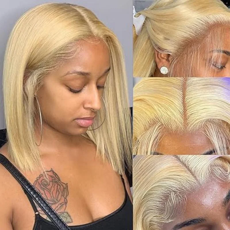 Human - hair wig with a straight texture for a sleek and minimalist lookFayuan 12inch 613 Lace Front Wig Human Hair 613 Full Lace Front Wigs Human Hair 130% Density Blonde Wig Human Hair Full Straight Human Hair Wigs Pre Plucked Blonde Lace Front Wigs Human Hair Full Lace Wigs