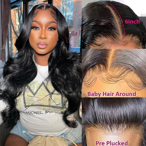 Peruvian - human - hair wig with a soft and manageable feelInvisible Skin Melt 5x5 Lace Closure Wig Pre Plucked Body Wave Human Hair Wigs