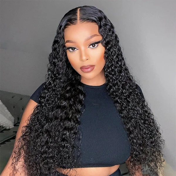 Brazilian - human - hair wig with a full and voluminous lookIshow PPB™ Invisible Knots Glueless Wigs Deep Curly 13x4 HD Lace Frontal Wig Human Hair Pre Cut Wigs