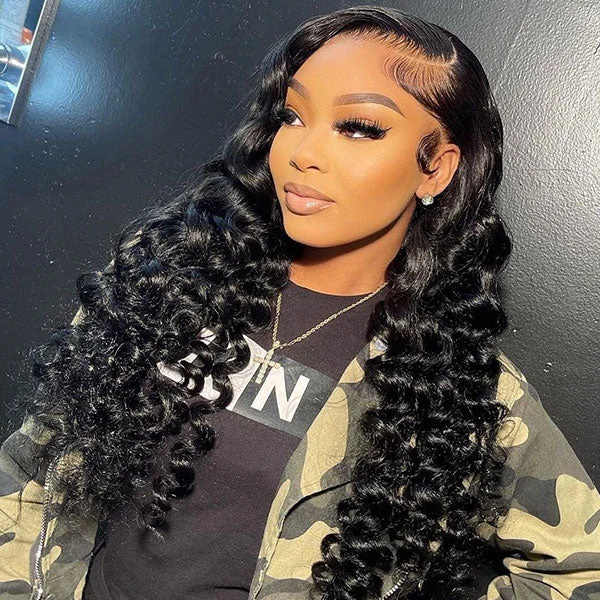 Brazilian - human - hair wig with a full and voluminous lookIshow PPB™ Invisible Knots Loose Deep Glueless Wig 13x4 Lace Frontal Wigs Pre Cut Wigs