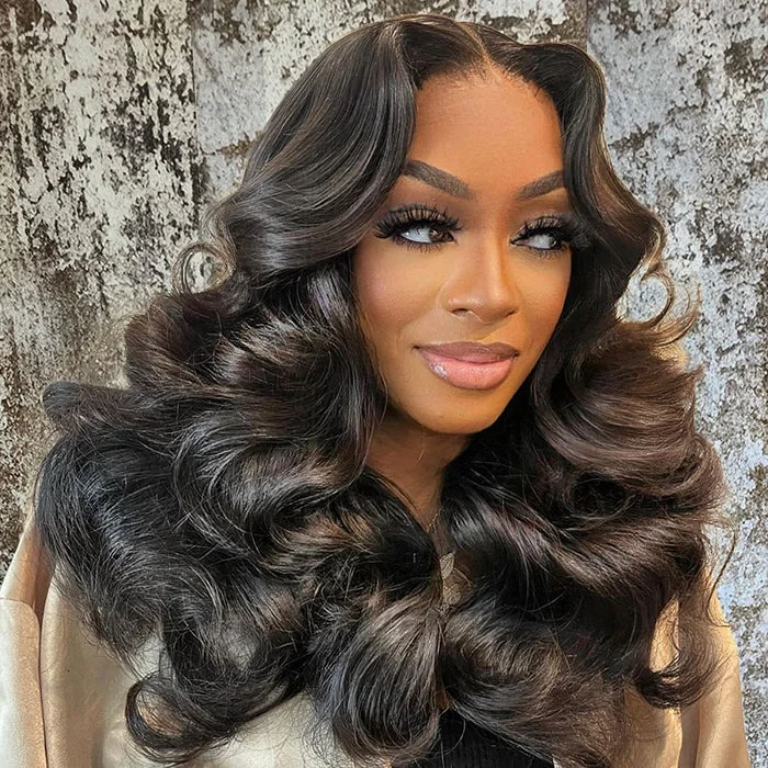 Brazilian - human - hair wig with a full and voluminous look5x5/13x4 HD Lace Wig Body Wave Skin Melt Lace Human Hair Wigs with Adjustable Strap