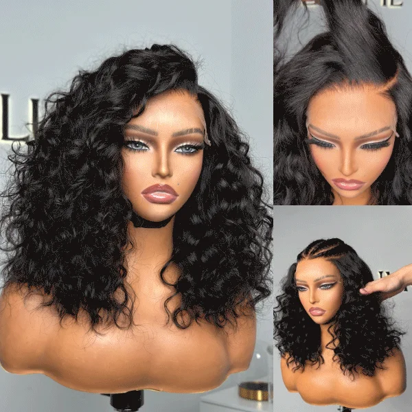 Human - hair wig with a wispy fringe for a soft and feminine lookLuvme Hair PartingMax Glueless Wig Water Wave Versatile 7x6 Closure HD Lace Short Wig Ready to Go