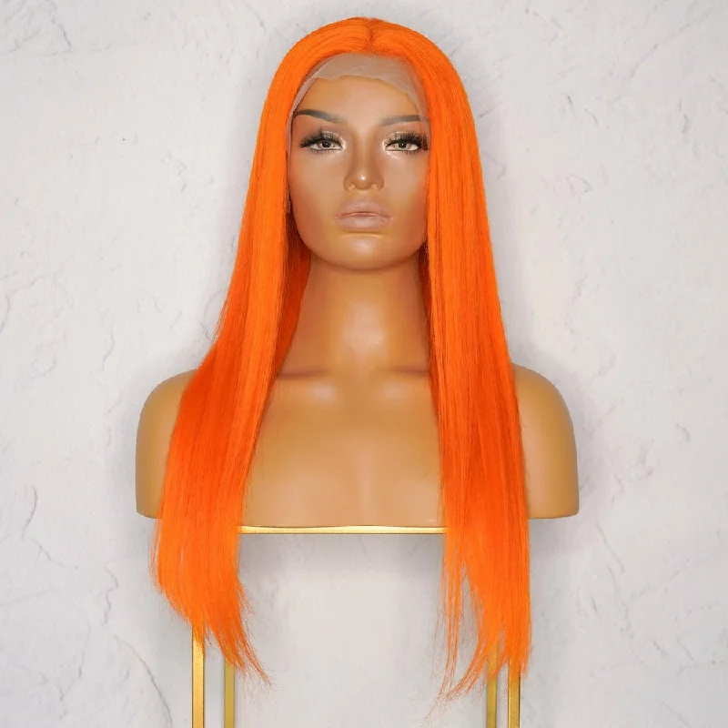 Adjustable - cap human - hair wig for a comfortable fitPeaches 2.0 Orange Human Hair Lace Front Wig