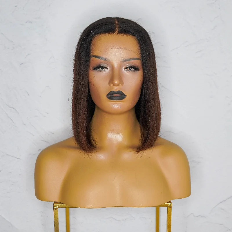 Human - hair wig with a straight texture for a sleek and minimalist lookSARA Human Hair Lace Front Wig