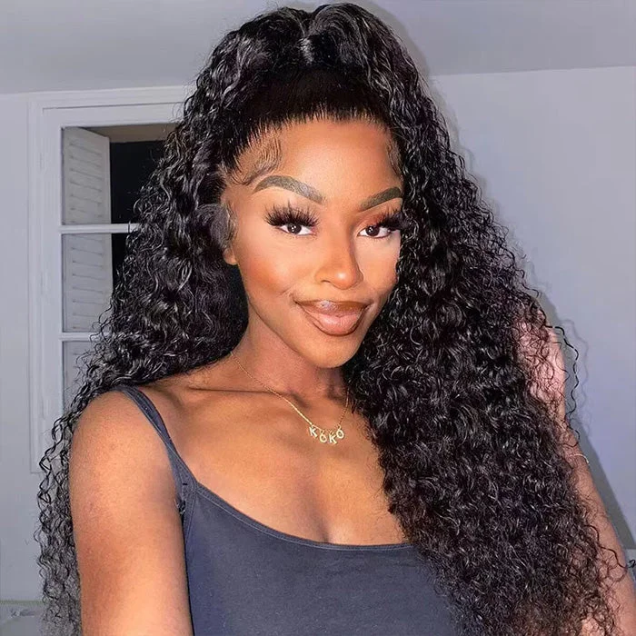 Human - hair wig with a 180 - density for a full and thick appearanceSkin Melt HD Lace Wigs Human Hair Deep Wave 13x4/13x6 Transparent Lace Wigs For Black Women