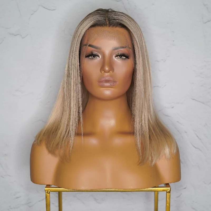 Human - hair wig with a wispy fringe for a soft and feminine lookTAMMY Blonde Human Hair Lace Front Wig