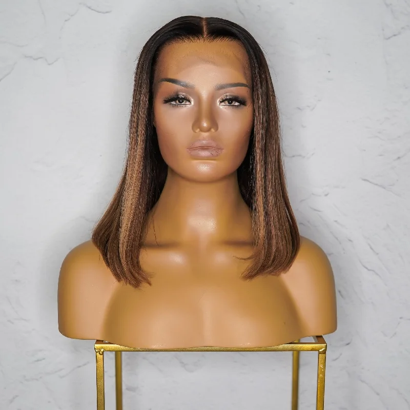 Malaysian - human - hair wig with a smooth and silky textureTIARNA Brown Human Hair Lace Front Wig