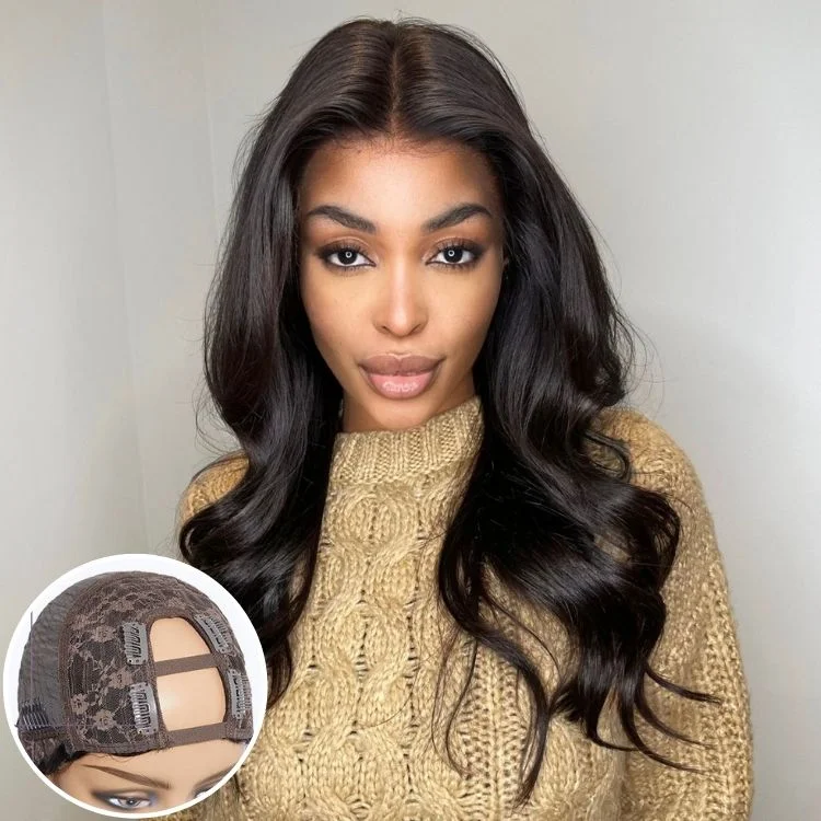 Human - hair wig with a curly texture for a bold and stylish choiceU Part Quick & Easy Affordable 100% Human Hair Wig (Get One Clip Free)