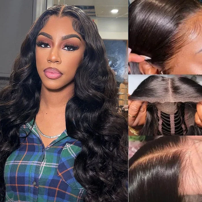 Human - hair wig with a side - part for a more flattering appearanceUpgrade 7X5 HD Lace Wig 13X4 Pre Cut Lace Body Wave Quick & Easy Glueless Wig Beginner Friendly