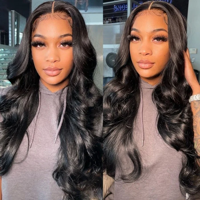 Human - hair wig with a side - part for a more flattering appearanceUpgraded 4X4/8x5 Pre Cut Lace Closure Wig Glueless Body Wave 13x6 HD Lace with Natural Hairline Beginner Friendly