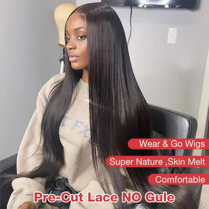 Adjustable - cap human - hair wig for a comfortable fitUpgraded 8X5 Pre-cut Lace Wear Go Wig Glueless 13X6 HD Lace Closure Wigs Straight Human Hair Wigs