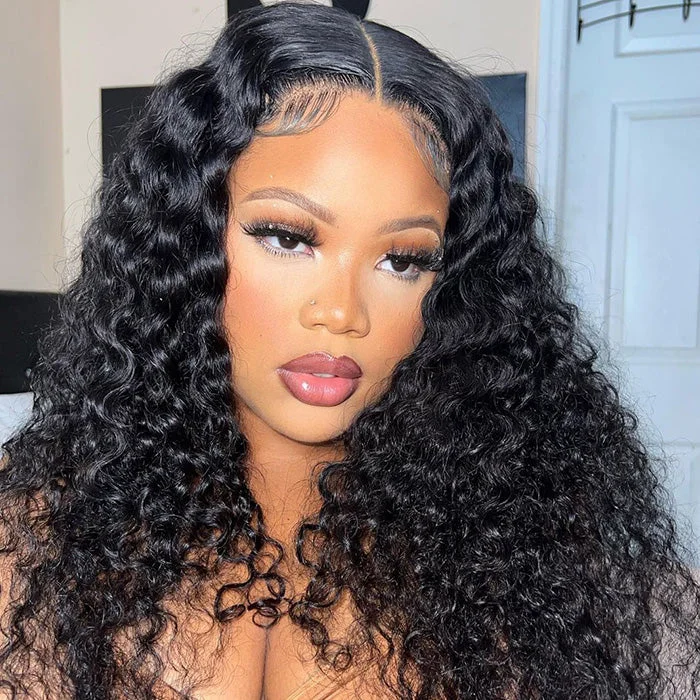 Human - hair wig with a pre - bleached knot for a natural - looking scalpWear & Go Curly Glueless Wig Pre Cut HD Lace Wig With Pre Plucked Clean Hairline