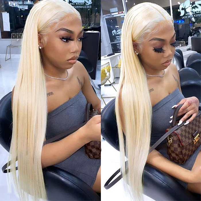 Colored wig with a wavy texture for a beachy and fun look613 Honey Blonde Wigs Brazilian Straight 4x4/13x4 Lace Front Human Hair Wigs