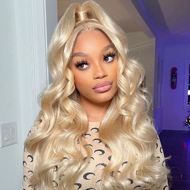 Colored wig with a side - part for a more flattering appearanceBlonde #613 Wig Body Wave Wig Transparent Lace Front Wigs Human Hair Wig