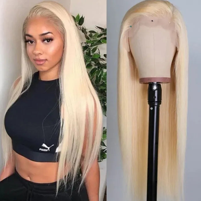 Colored wig with a side - swept bang for a sophisticated look613 Blonde Straight Wig 180% Density Wig 360 Transparent Lace Front Wigs