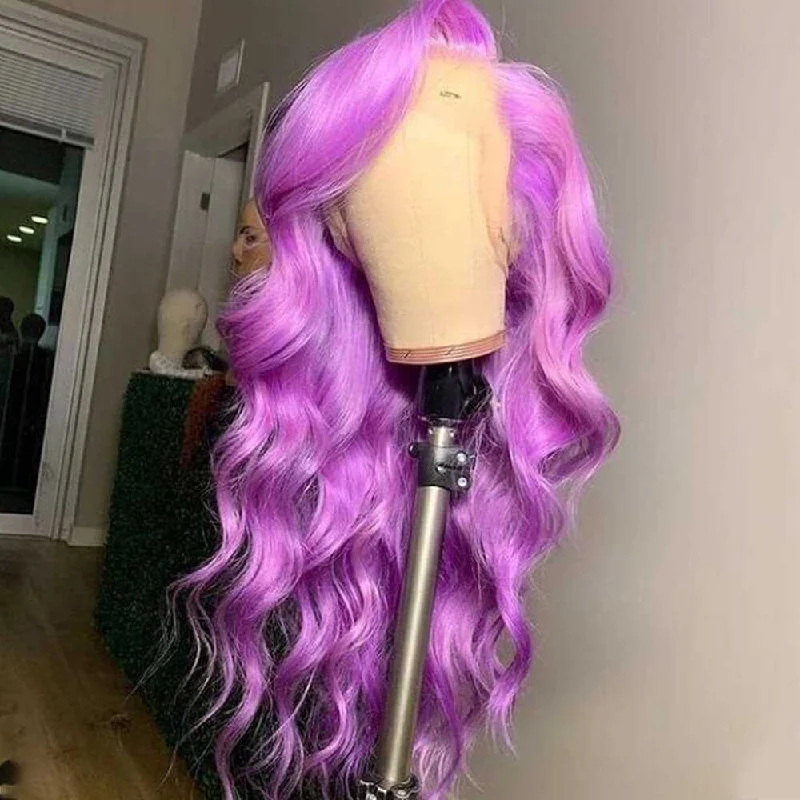 Synthetic colored wig with a heat - resistant formula for easy stylingBlue/Green/Purple Lace Front Wig Body Wave Hair Sdamey Lace Closure Wig T Part Lace Wig