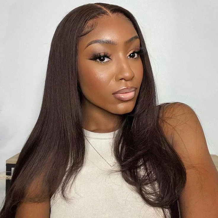 Colored wig with a curly texture for a bold and stylish choiceChocolate Brown Straight Color 4x4/13x4/13x6 Transparent Lace Front Wigs Fre-Cut Human Hair