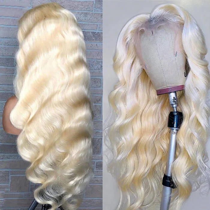 Colored wig with a silk - base cap for a comfortable and smooth feelFlash Sale 613 Blonde Body Wave Wigs 13x4 HD Lace Frontal Wig