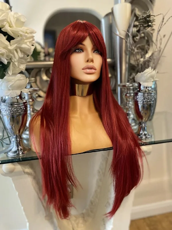 Human - hair colored wig for a natural and luxurious feelMinaj Red