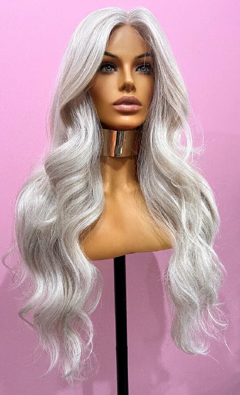 Human - hair colored wig for a natural and luxurious feelKim K Curly Platinum