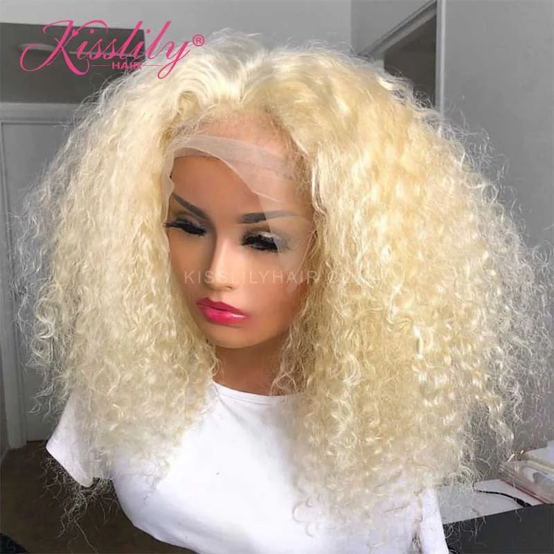 Colored wig with a straight texture for a sleek and minimalist lookKisslily Hair 613 Curly Human Hair 13x4 Lace Front Wig For Black Women 180% Density  [CHC29]