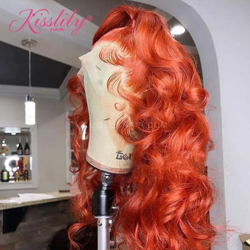 Colored wig with a purple - violet shade for a regal and elegant lookKisslily Hair Colored Bright Orange Human Hair Loose Deep Wave 13x4 Lace Front Wig 180% Density  [CHC33]