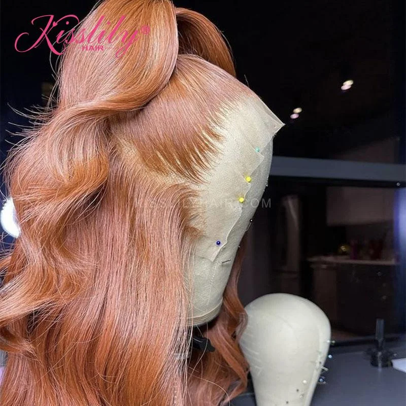 Adjustable - cap colored wig for a comfortable fitKisslily Hair Colored Human Hair 13X4 Lace Front Pre Plucked 180% [CDC19]