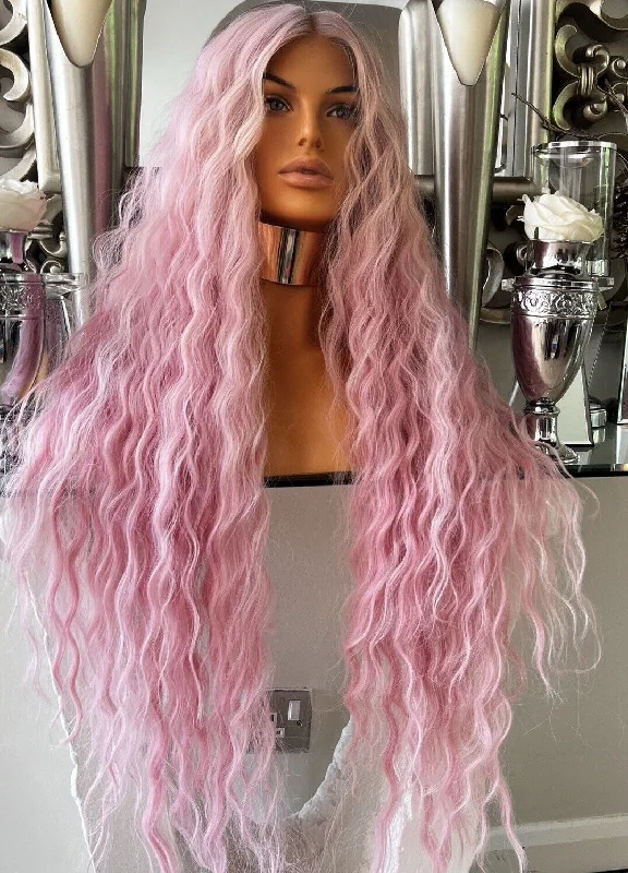 Colored wig with a silver - grey color for a trendy and cool - toned lookPink Lace Front Wig Long Pink Luxury Hair Wig Centre Part Transparent Lace Wig