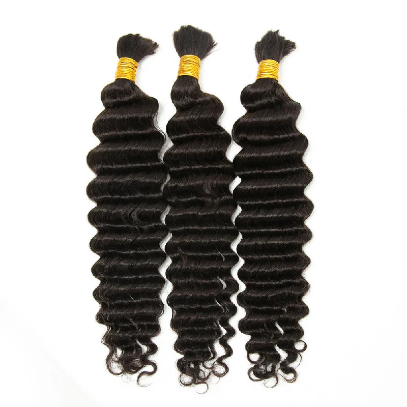 Box braided wigs with jumbo size for a bold look#2 Dark Brown Deep Wave Bulk Hair Extensions for Braiding