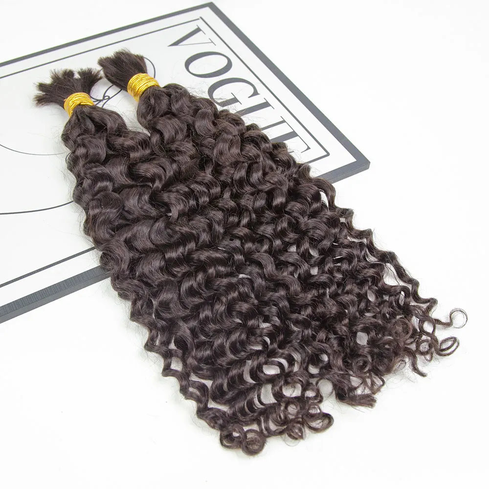 Braided wigs with a pre - plucked hairline for a natural look#2 Dark Brown Spanish Curl Bulk Human Braiding Hair