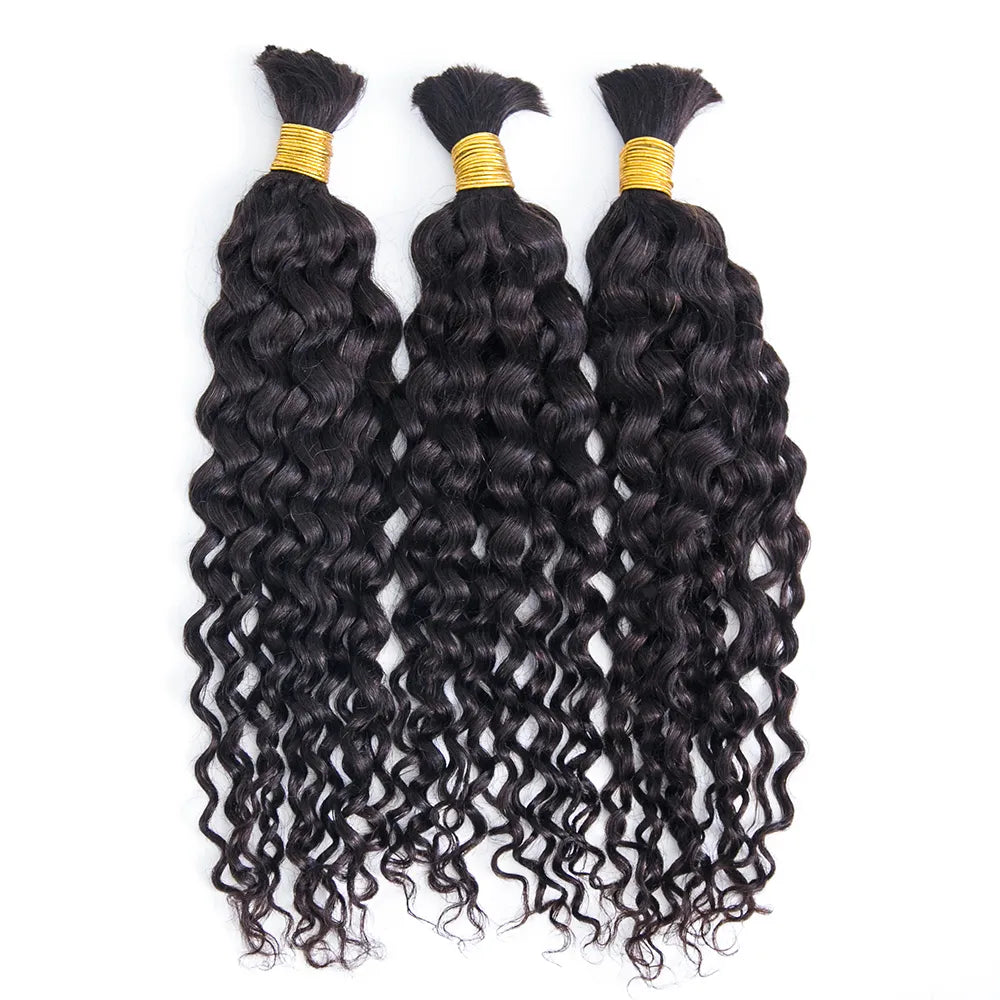 Blonde braided wigs for a trendy and sun - kissed appearance#2 Dark Brown Water Wave Bulk Hair Extensions for Braiding