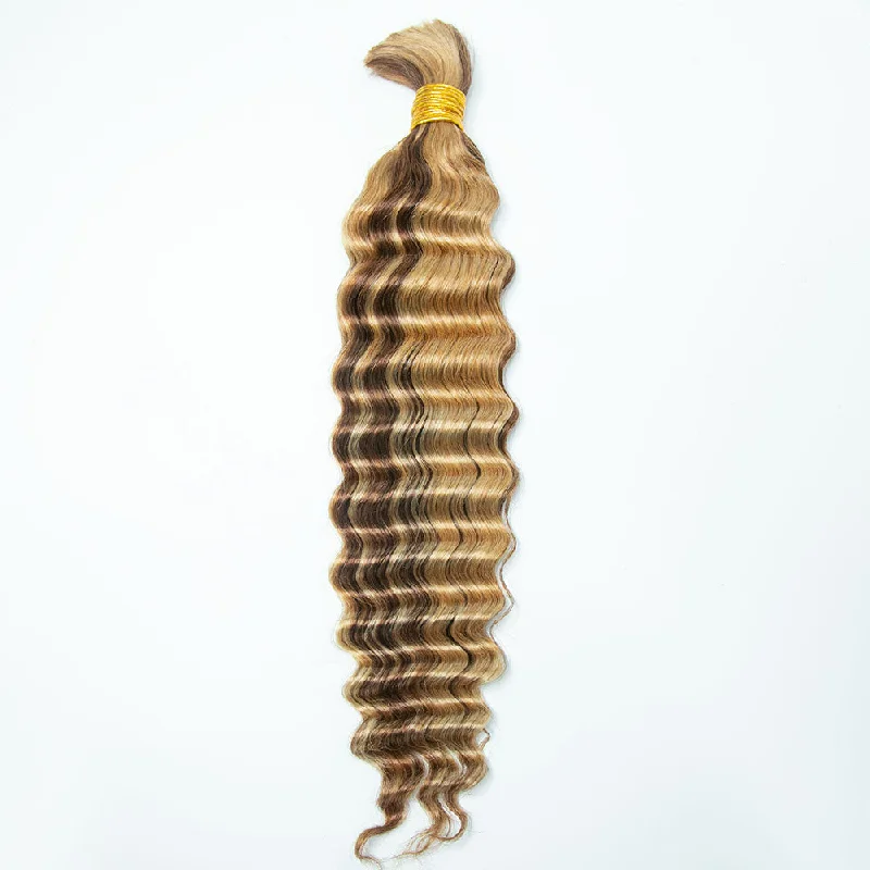 Synthetic braided wigs with a natural - looking texture#27/#30 Piano Color Deep Wave Bulk Hair Extensions for Braiding