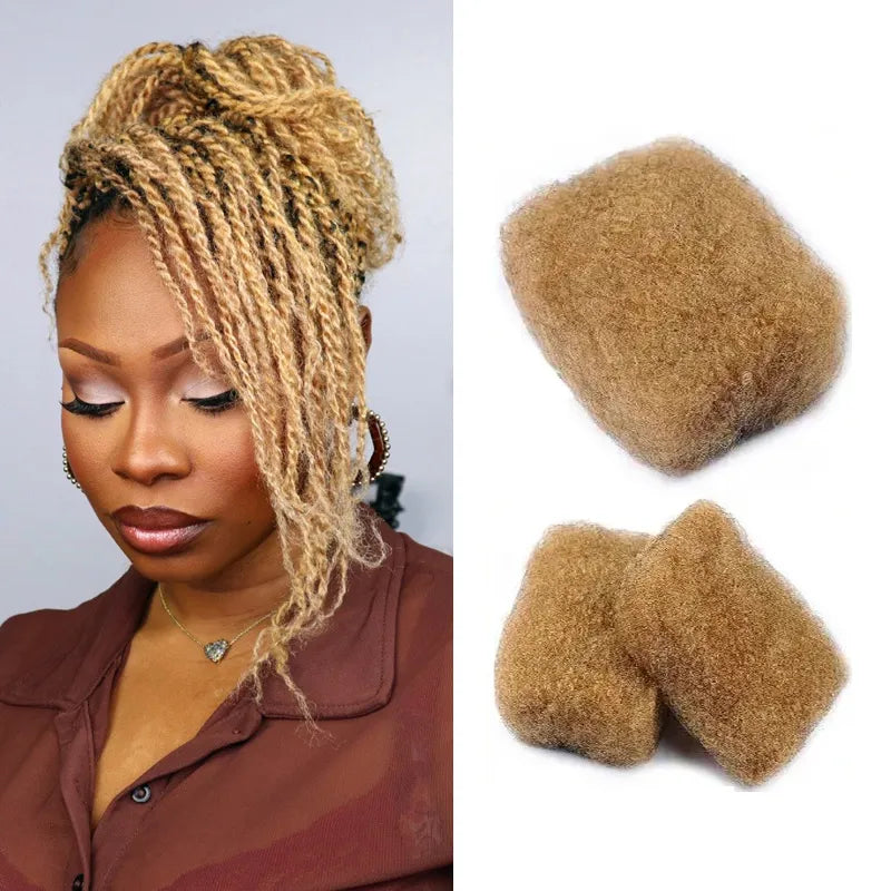 Adjustable - cap braided wigs for a comfortable fit#27 Honey Blonde Afro Kinky Bulk Human Hair