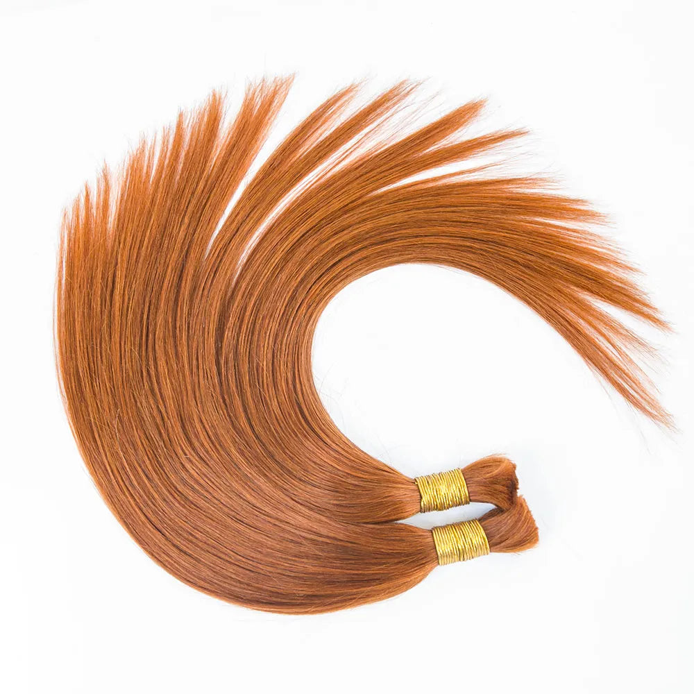 Synthetic braided wigs with a natural - looking texture#350 Flaming Ginger Silky Straight Bulk Human Hair Extensions for Braiding