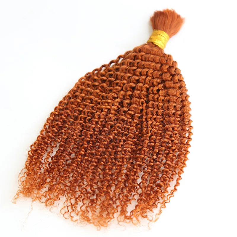 Bohemian - style braided wigs with added beads and accessories#350 Ginger Afro Kinky Curly Human Braiding Hair