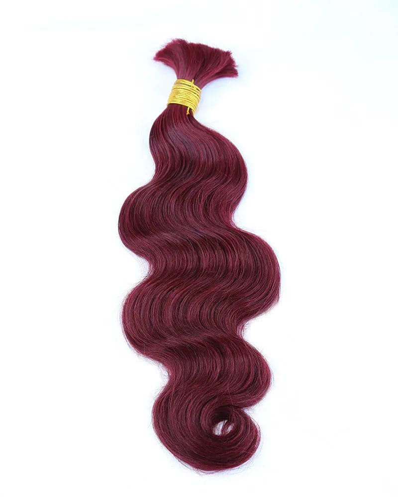 Colored braided wigs with a rainbow ombre effectBurgundy Body Wave Bulk Hair Extensions for Braiding